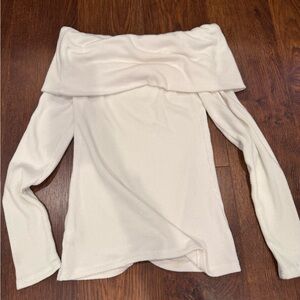Off-Shoulder Cream Long Sleeve Top